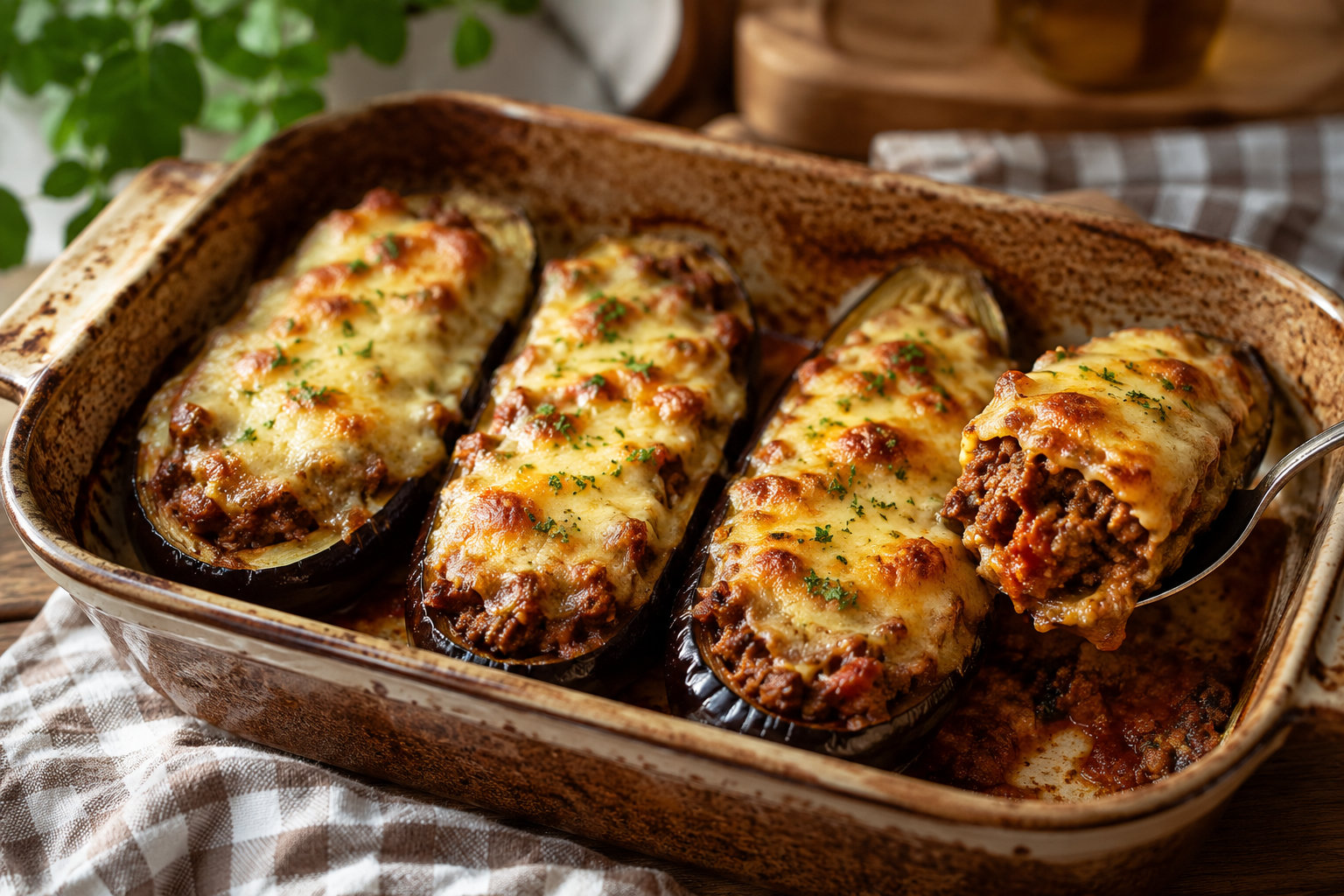 Berenjenas rellenas de carne picada, un clásico reconfortante